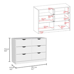 Basilea 4 Drawers Dresser, 2 Cabinets -White