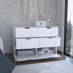 Basilea 4 Drawers Dresser, 2 Cabinets -White