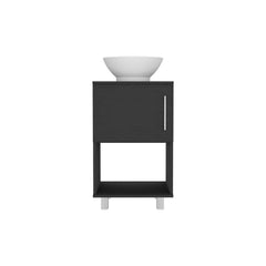 Gouda 18" Single Bathroom Vanity, One Open Shelf, Single Door Cabinet -Black