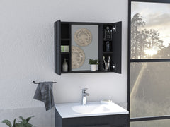 Artemisa Medicine Cabinet, Double Door, Mirror, One External Shelf  -Black