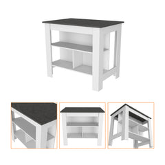 2 Piece Kitchen Set, Kitchen Island + Pantry Cabinet , White /Onyx /Light Oak