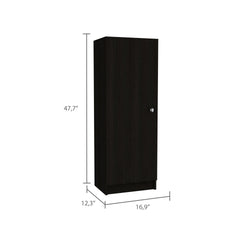 Belleria Single Door Pantry Storage Cabinet with Four Interior Shelves  -Black