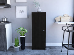 Belleria Single Door Pantry Storage Cabinet with Four Interior Shelves  -Black