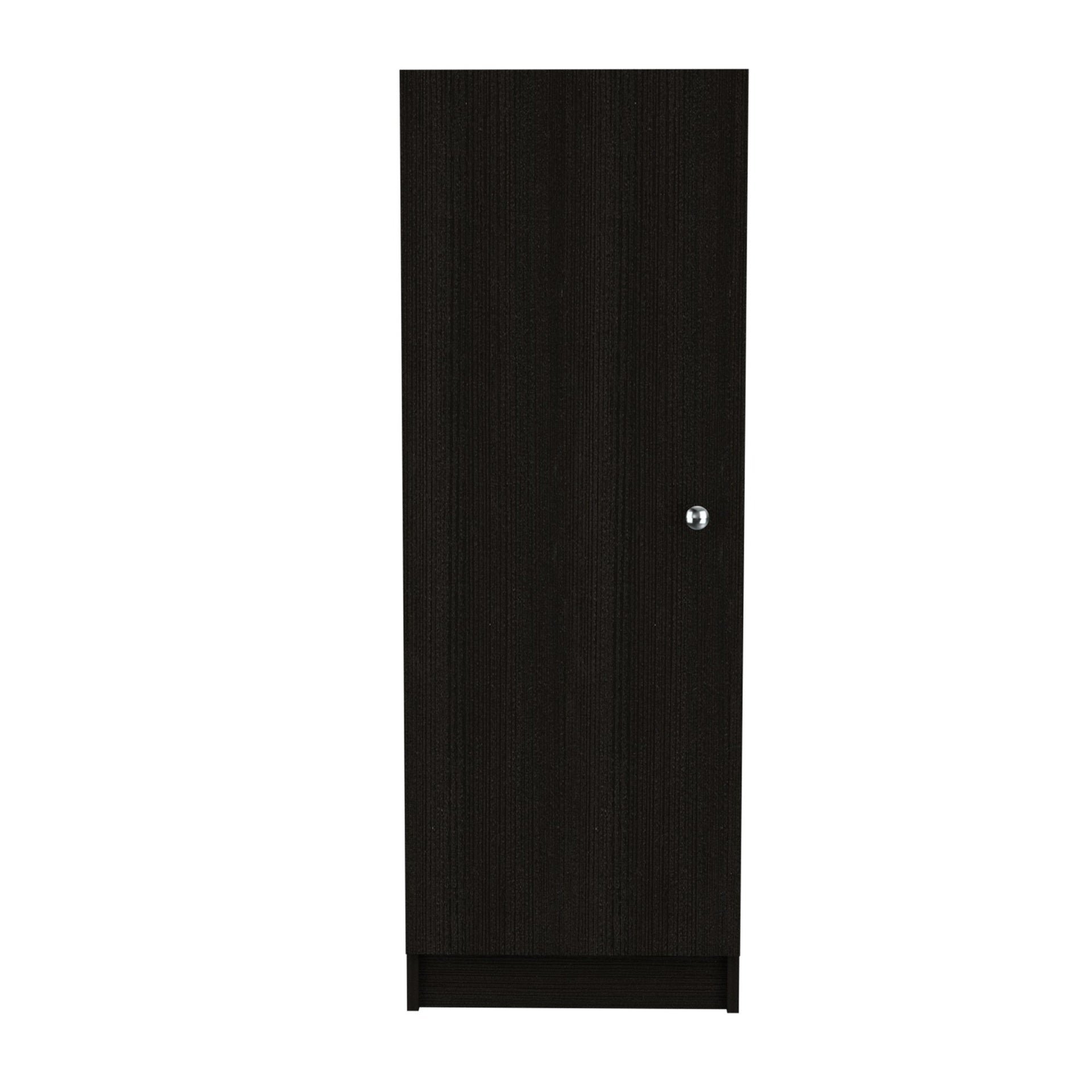 Belleria Single Door Pantry Storage Cabinet with Four Interior Shelves  -Black