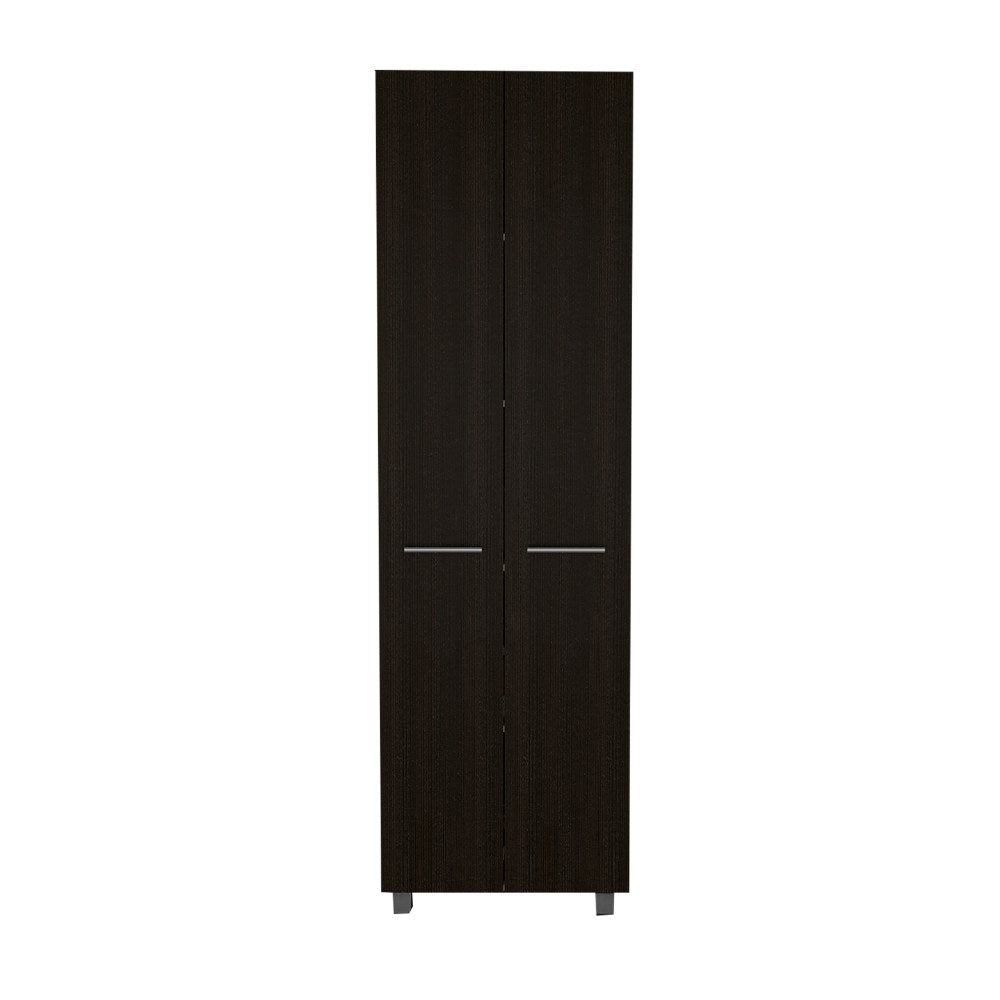 Baleare Pantry Cabinet, Five Interior Shelves, Four Legs -Black