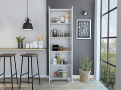 Baleare Pantry Cabinet, Five Interior Shelves, Four Legs -White