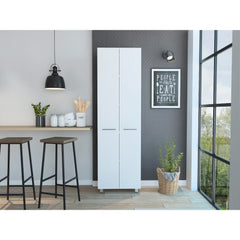 Baleare Pantry Cabinet, Five Interior Shelves, Four Legs -White