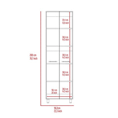 Baleare Pantry Cabinet, Five Interior Shelves, Four Legs -White