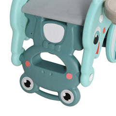 Qaba 3-in-1 Kids Portable Slide Rocking Horse Toy with Basketball Hoop for Age 1.5-3 Boys and Girls, Mint Green