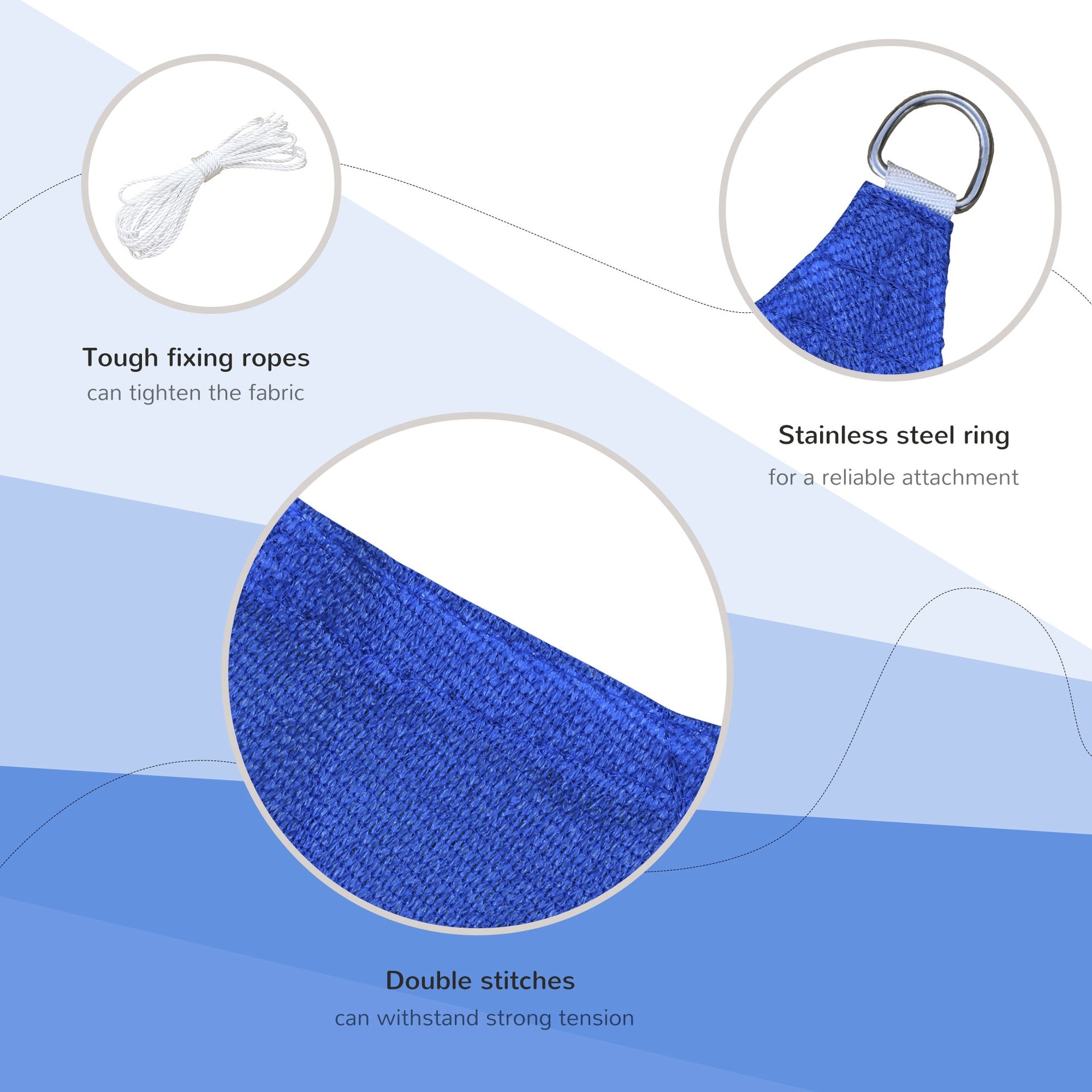 Outsunny 16' x 20' Sun Shade Sail Canopy Outdoor Shade Sail Cloth for Patio Deck Yard with D-Rings and Rope Included, Blue