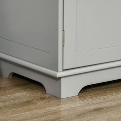 HOMCOM Kitchen Storage Cabinet, Sideboard Floor Cupboard with Solid Wood Top, Adjustable Shelf, and 3 Drawers, Gray