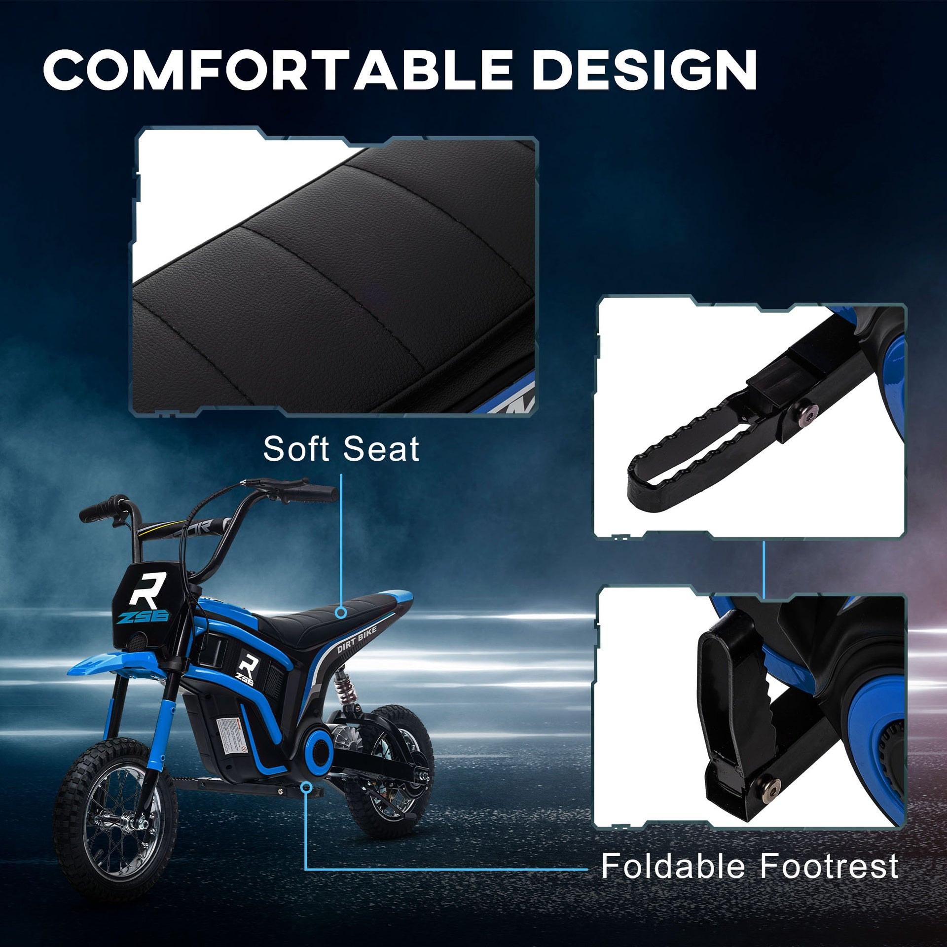 Aosom 24V 350W Electric Dirt Bike Up to 15 MPH w/ Twist Grip Throttle, Blue