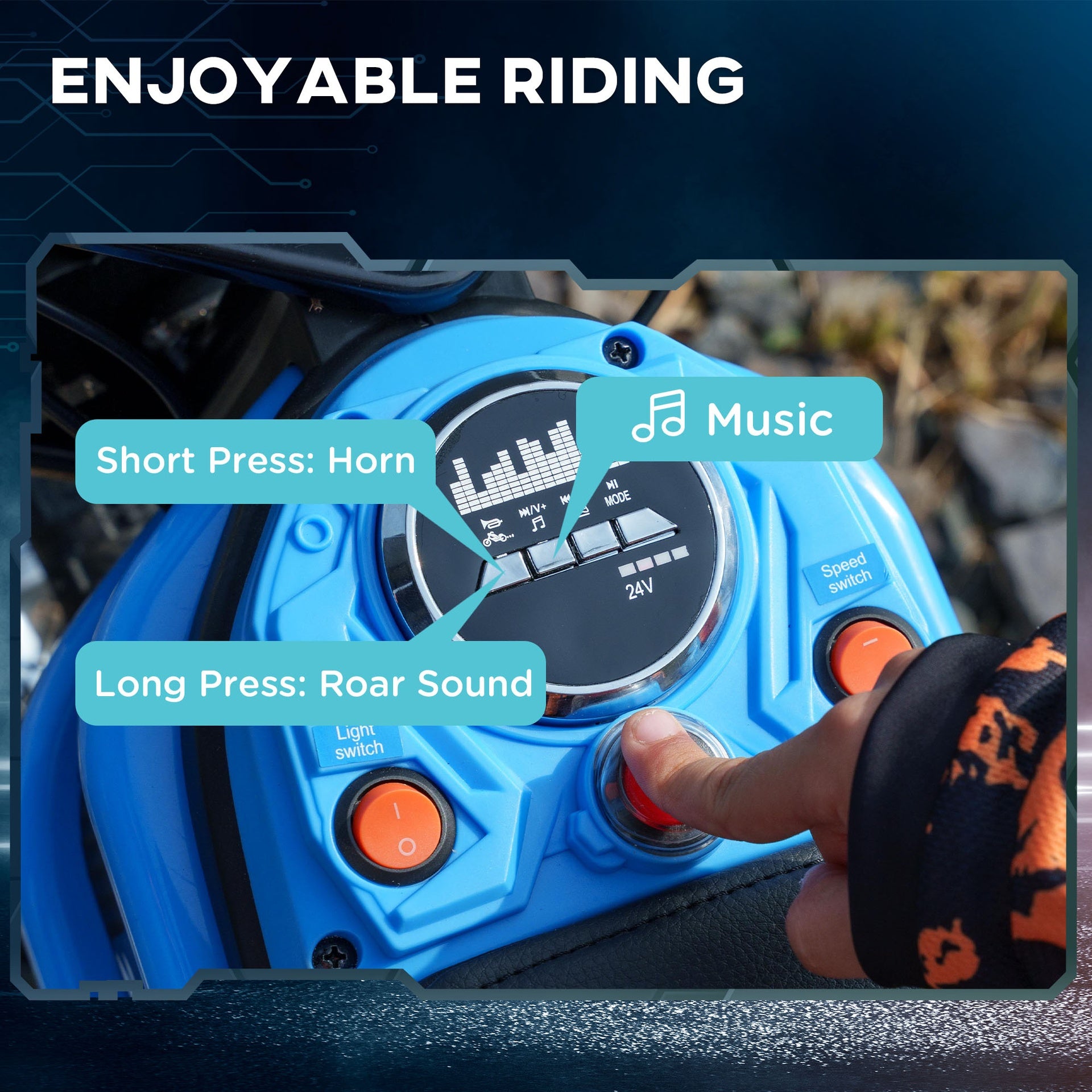 Aosom 24V 350W Electric Dirt Bike Up to 15 MPH w/ Twist Grip Throttle, Blue