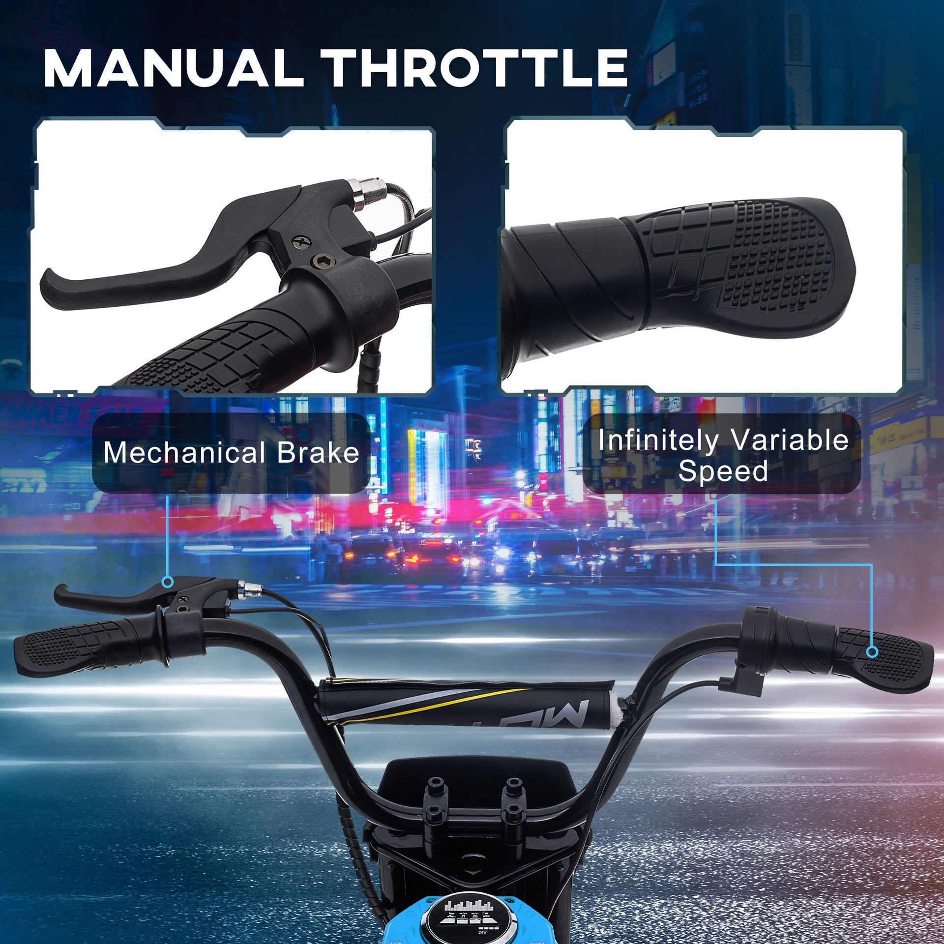 Aosom 24V 350W Electric Dirt Bike Up to 15 MPH w/ Twist Grip Throttle, Blue