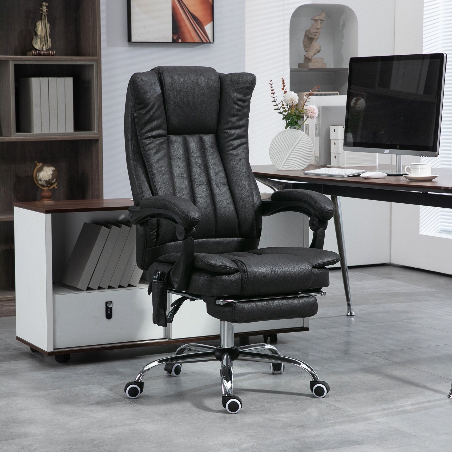 Vinsetto Massage Office Chair, 6 Points and Heat, Reclining Computer Chair with High Back, Adjustable Height and Footrest, Black