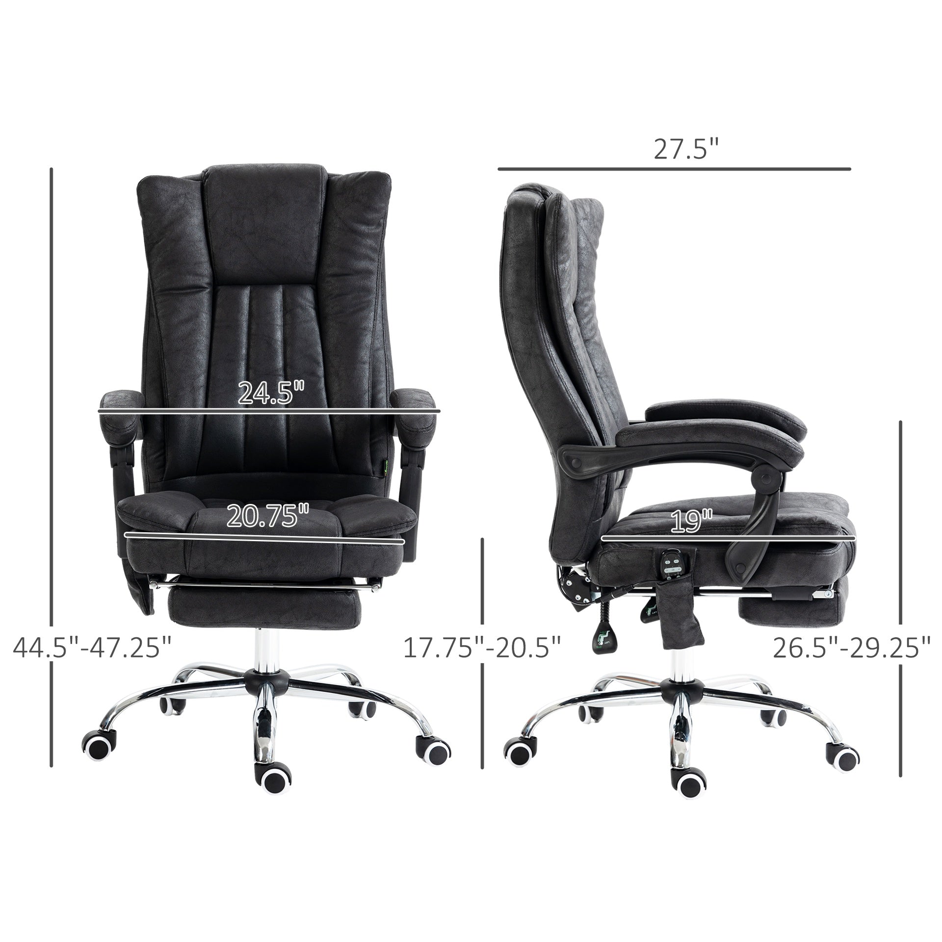 Vinsetto Massage Office Chair, 6 Points and Heat, Reclining Computer Chair with High Back, Adjustable Height and Footrest, Black