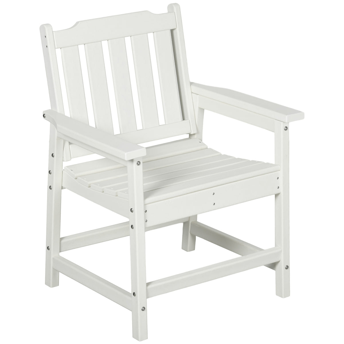 Outsunny All-Weather Patio Chair, HDPE Patio Dining Chair, Heavy Duty Wood-Like Outdoor Furniture for Garden, Backyard, Deck, Porch, Lawn, White