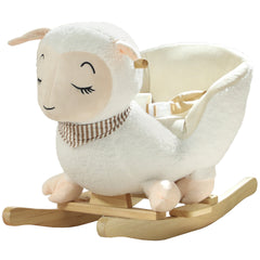 Qaba Baby Rocking Horse, Sheep Rocking Horse with Lullaby Song for Toddlers 18–36 Months, White