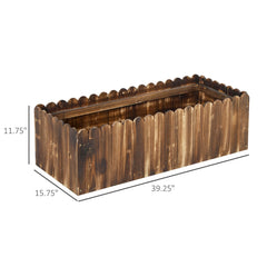 Outsunny 40" x 16" x 12" Raised Planter Box Garden Scalloped Edge Wooden