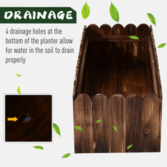 Outsunny 40" x 16" x 12" Raised Planter Box Garden Scalloped Edge Wooden