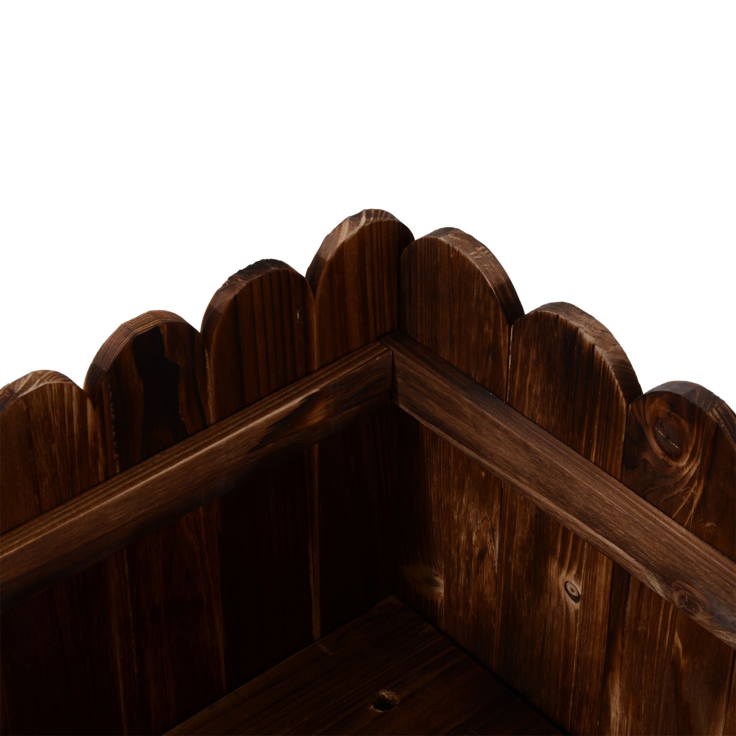 Outsunny 40" x 16" x 12" Raised Planter Box Garden Scalloped Edge Wooden