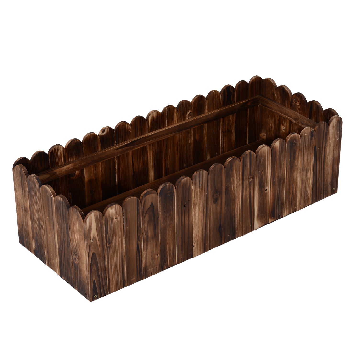 Outsunny 40" x 16" x 12" Raised Planter Box Garden Scalloped Edge Wooden