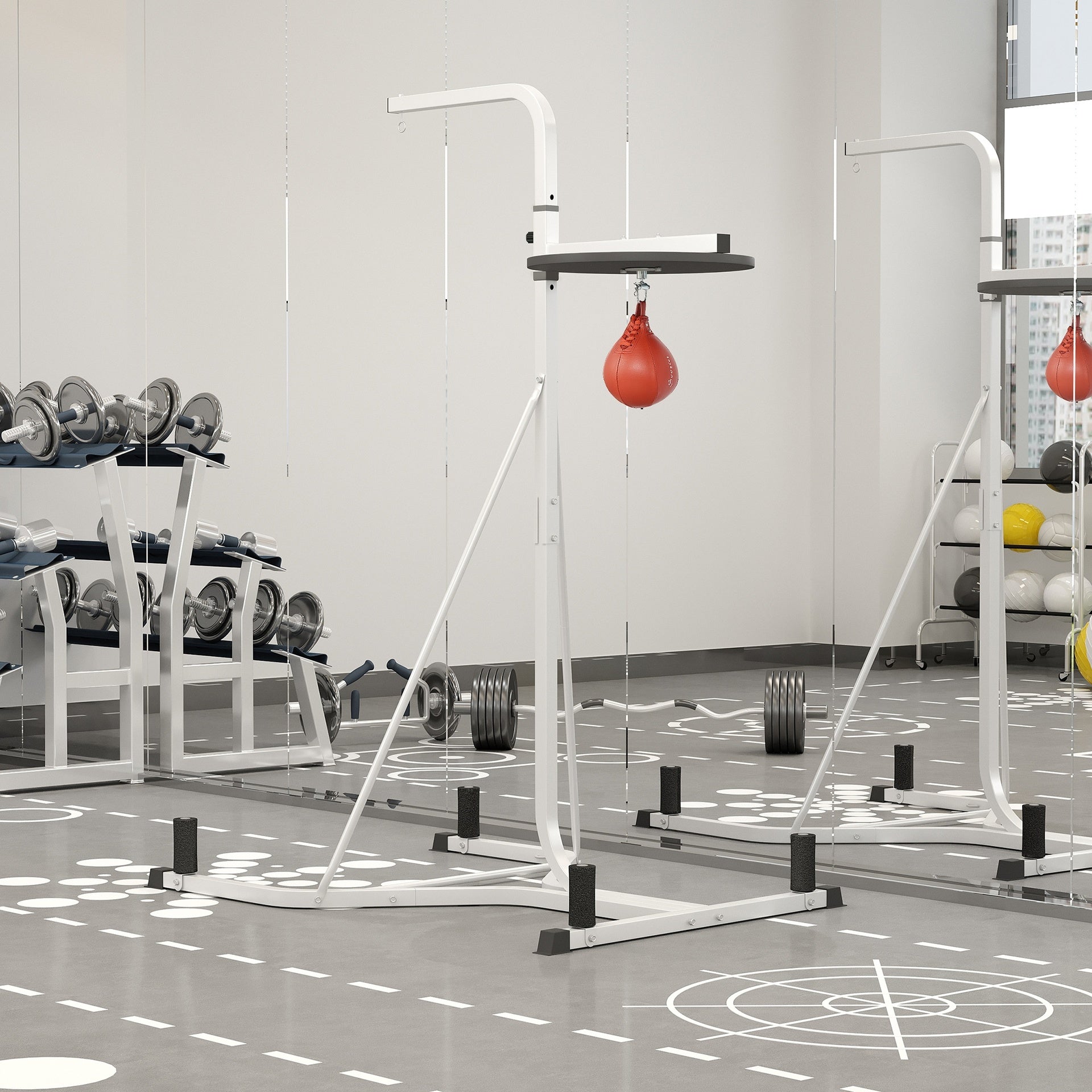 Soozier 2 in 1 Punching Bag Stand, Adjustable Height Heavy Bag Stand with Weighted Base and Speed Bag, Freestanding for Home Gym