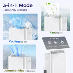 HOMCOM 12000 BTU Portable Air Conditioner with Remote Control, Free Standing AC Unit with Built-in Cool, Dehumidifier, Fan Modes for Room Up to 550 Sq.Ft., 24 Hour Timer, Window Installation Kit