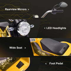 Aosom Electric Motorcycle for Kids, 6V Battery Powered Ride-On Dirt Bike 3-Wheels Motorbike with Horn Headlights Realistic Sounds Speed for 18 - 36 Months Yellow