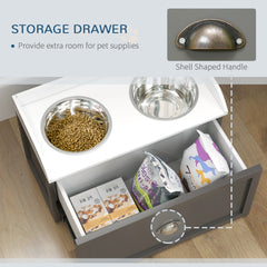 PawHut Pet Feeding Station Pet Dish Bowl Set with Storage, 2 Elevated Dog Bowls for Large Sized Dogs, Gray