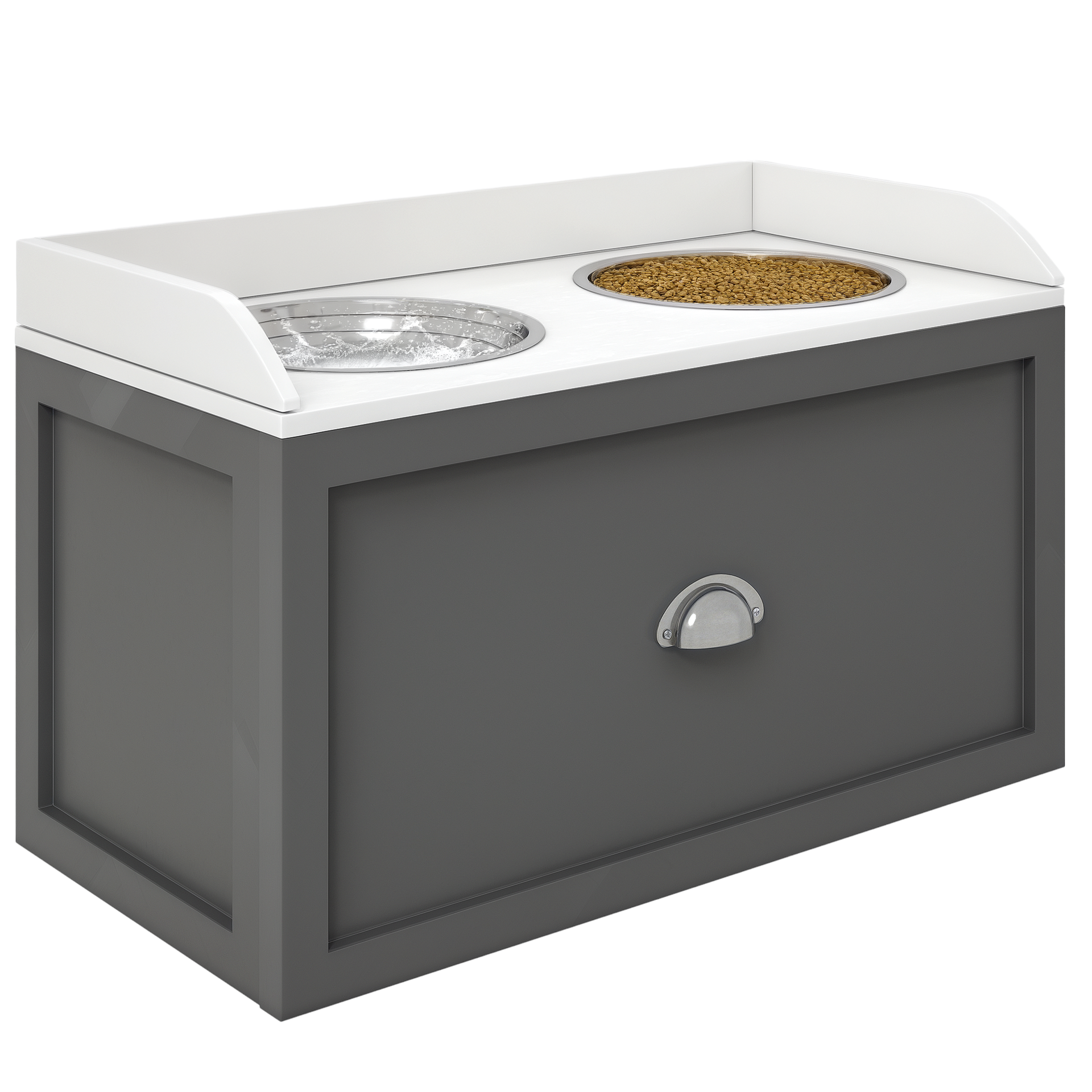 PawHut Pet Feeding Station Pet Dish Bowl Set with Storage, 2 Elevated Dog Bowls for Large Sized Dogs, Gray