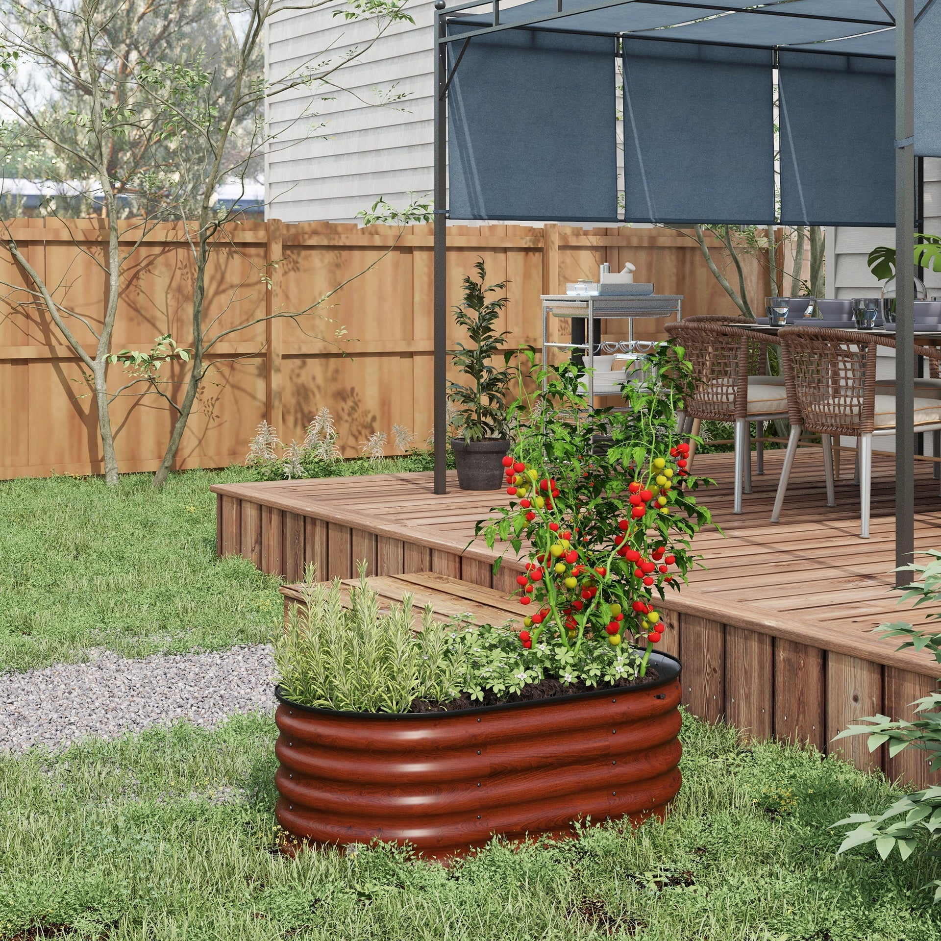 Outsunny 3.4' x 2' x 1.4' Galvanized Raised Garden Bed Kit, Metal Planter Box with Safety Edging, Brown