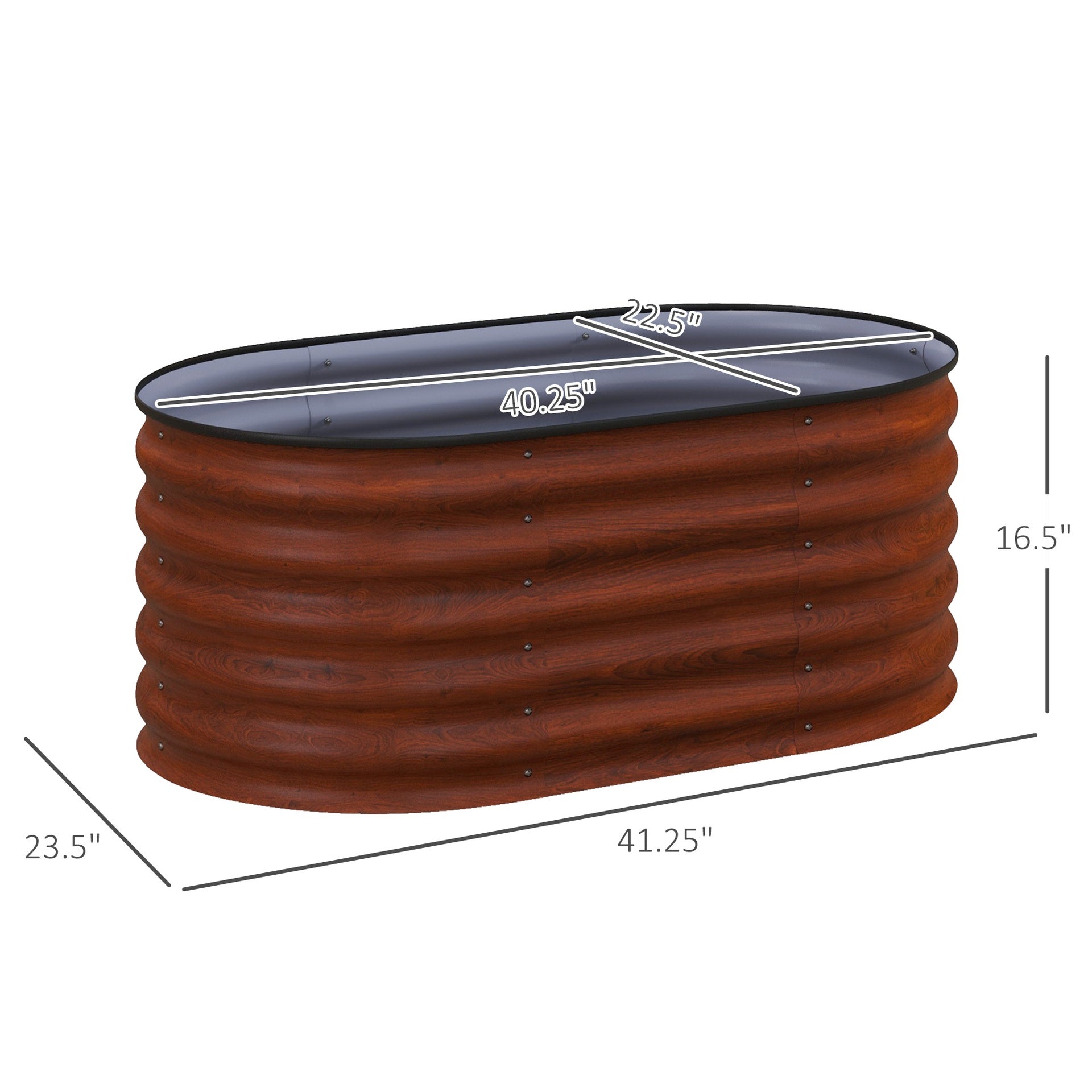 Outsunny 3.4' x 2' x 1.4' Galvanized Raised Garden Bed Kit, Metal Planter Box with Safety Edging, Brown