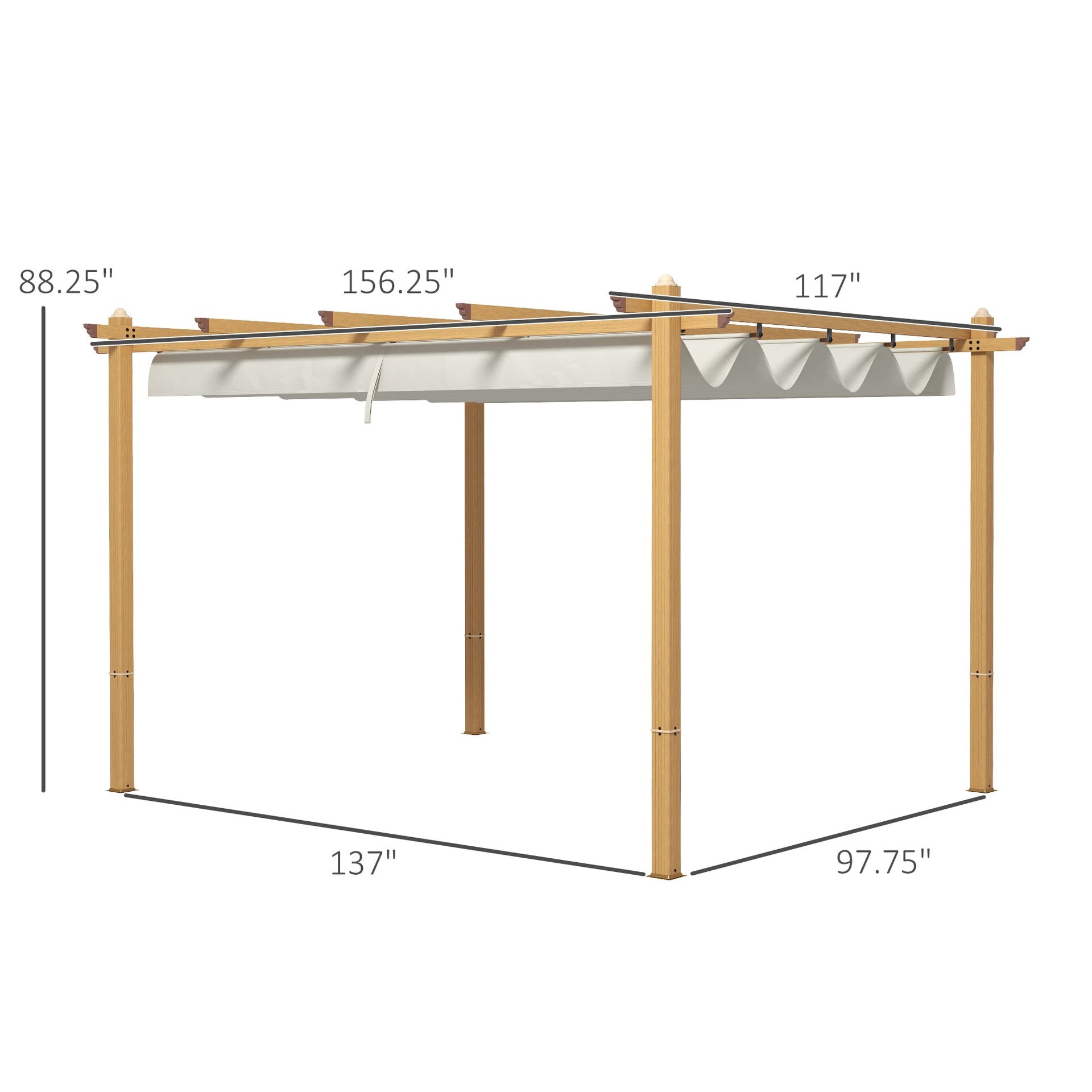 Outsunny 10' x 13' Retractable Pergola Canopy, Aluminum Pergola Sun Shade Shelter for Garden, Patio, Backyard, Deck, Cream