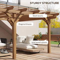 Outsunny 12' x 16' Outdoor Pergola Grape Trellis, Wood Gazebo for Climbing Plants at Garden, Patio, Backyard, Deck, Brown