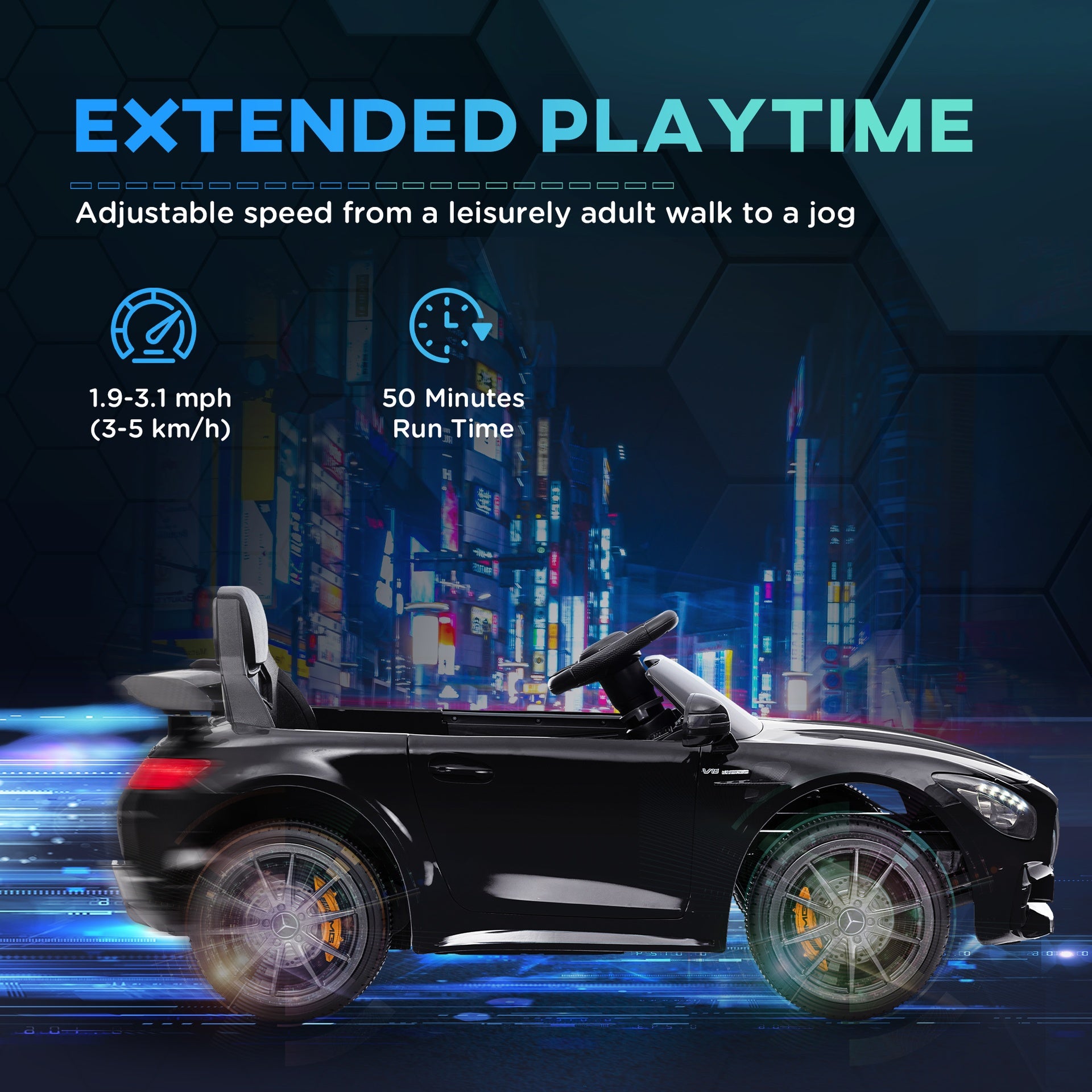 Qaba Mercedes-Benz AMG GTR Licensed 12V Battery Powered Kids Electric Car w/ Remote Control & Soft Start, Black