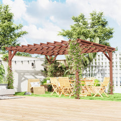Outsunny 11' x 12.5' Outdoor Wood Pergola with Grape Trellis for Patio, Deck, Backyard, Lawn