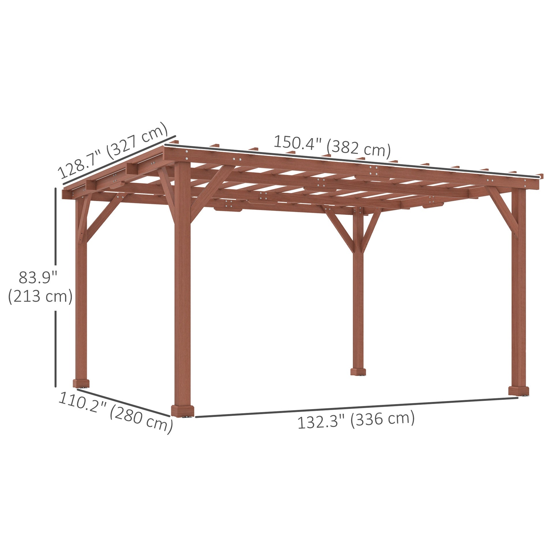 Outsunny 11' x 12.5' Outdoor Wood Pergola with Grape Trellis for Patio, Deck, Backyard, Lawn