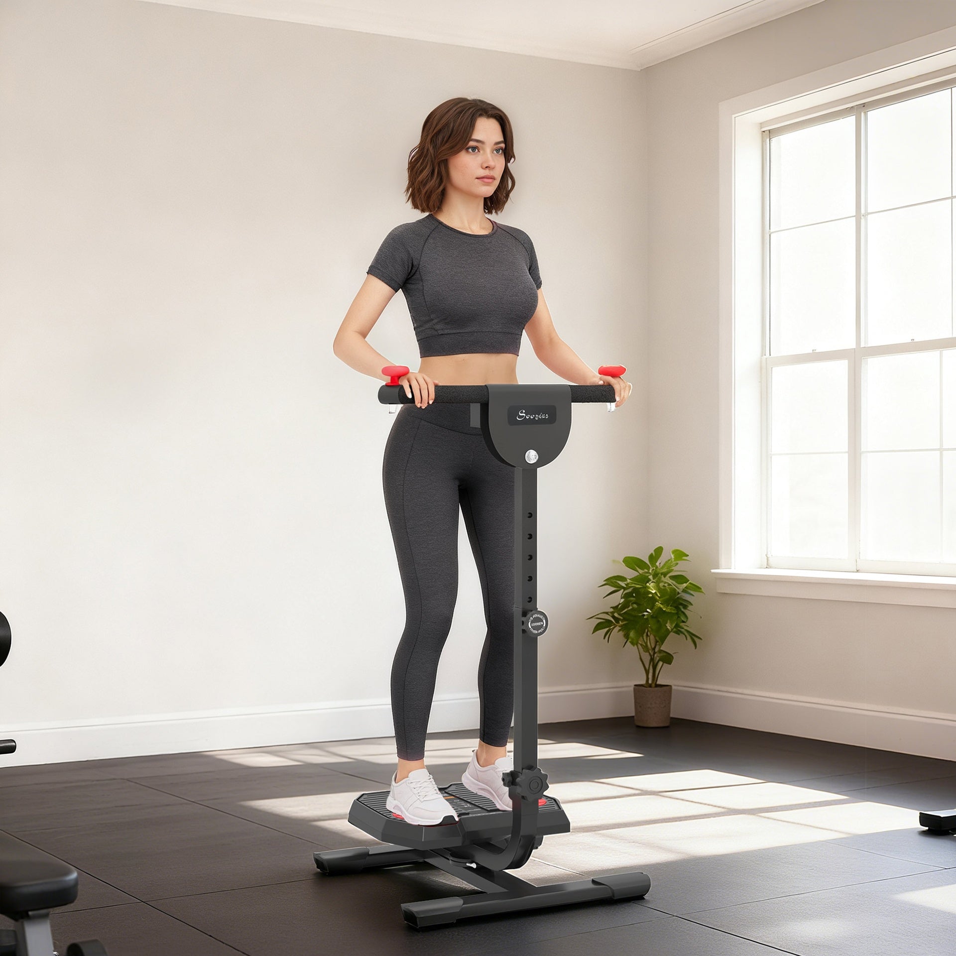 Soozier Foldable Ab Twister Board for Waist Trimming with LCD Display, Ab Workout Equipment for Women and Men, Red