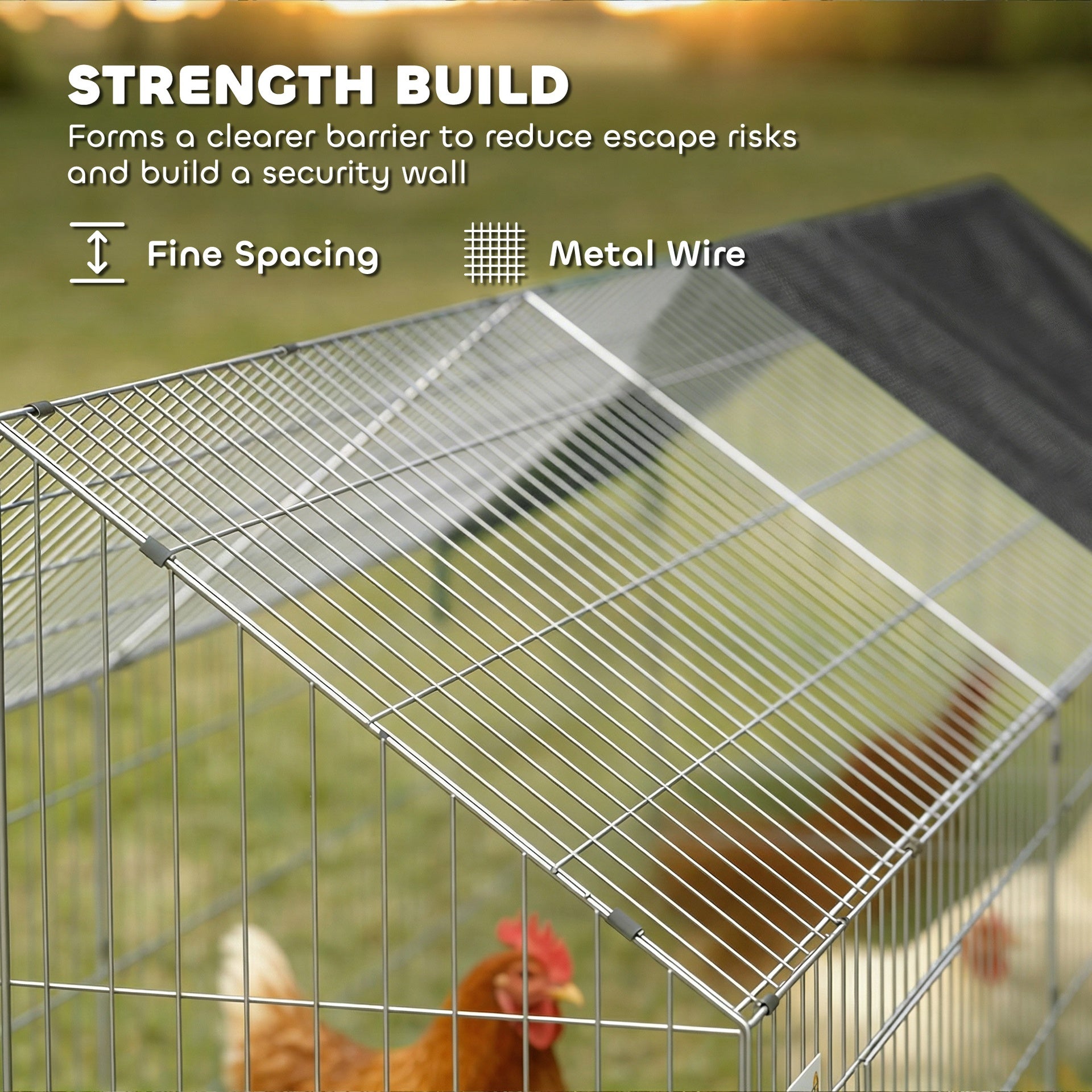 PawHut Metal Chicken Coop with Cover for Backyard Small Animals Duck Rabbit, 71" x 29.5" x 29.5", Black