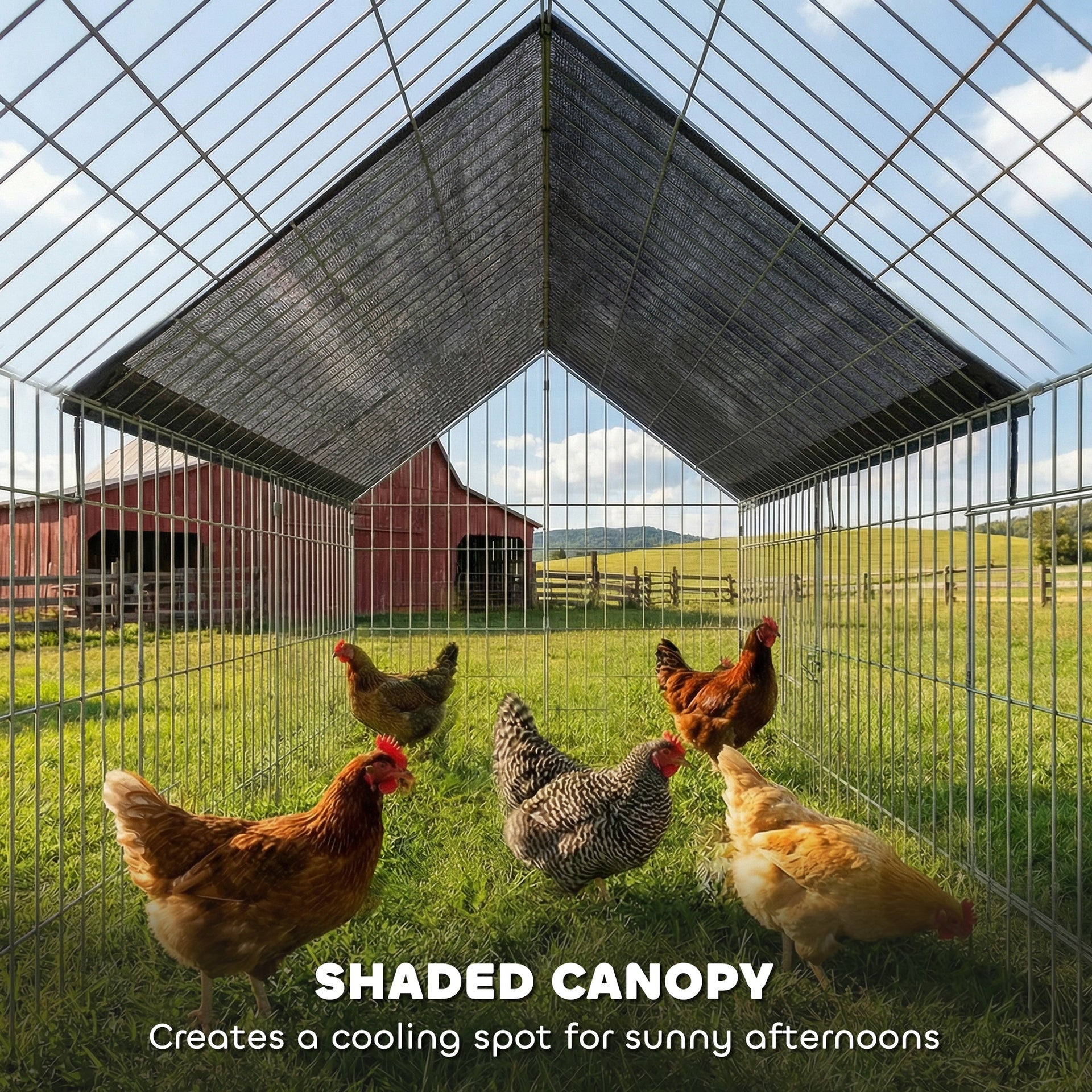 PawHut Metal Chicken Coop with Cover for Backyard Small Animals Duck Rabbit, 71" x 29.5" x 29.5", Black