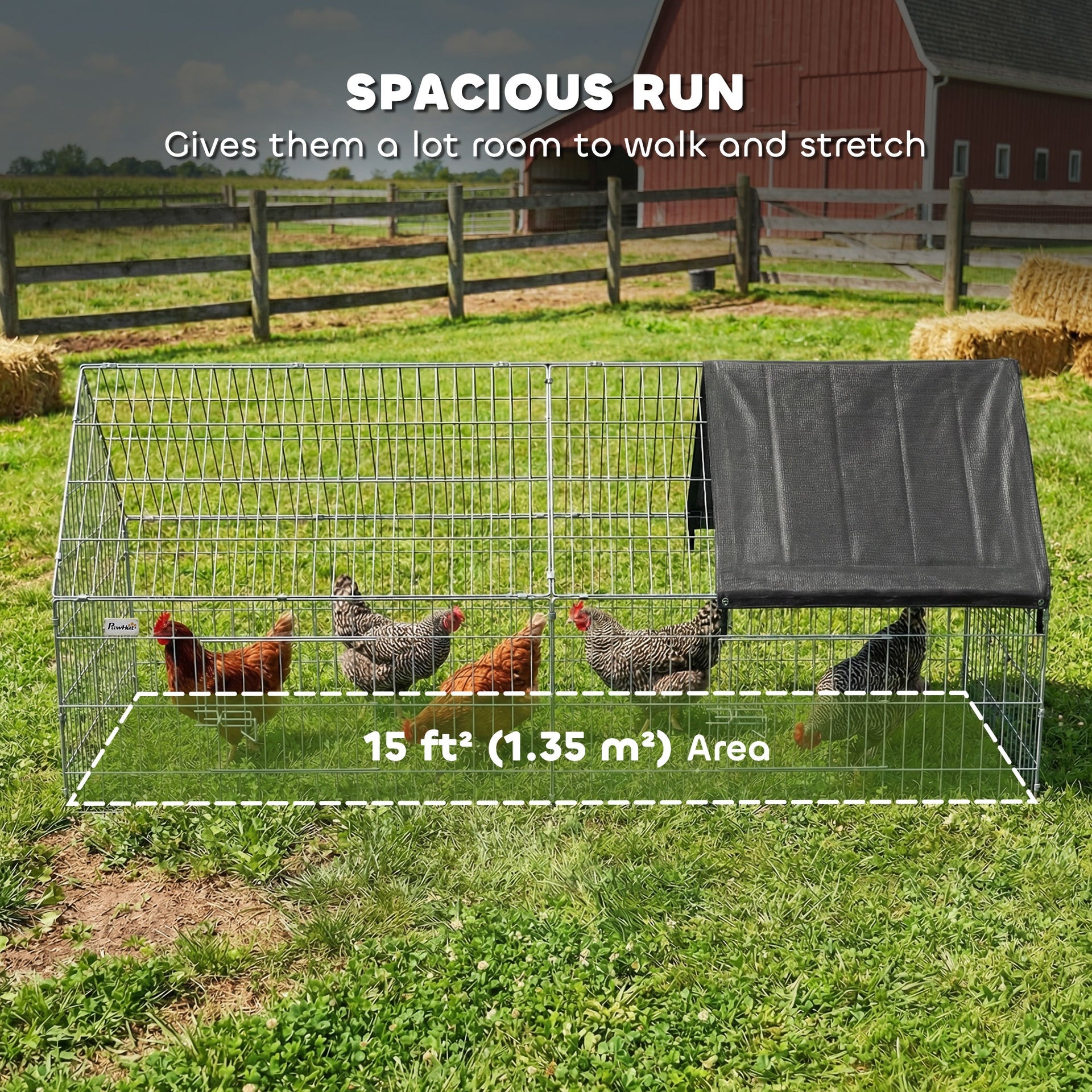 PawHut Metal Chicken Coop with Cover for Backyard Small Animals Duck Rabbit, 71" x 29.5" x 29.5", Black