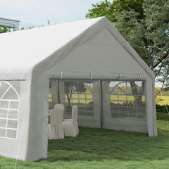 Outsunny 32x16 Outdoor Canopy Tent Heavy Duty Carport Tent with Cathedral Window Design for Party & Wedding, Removable Sidewalls, White