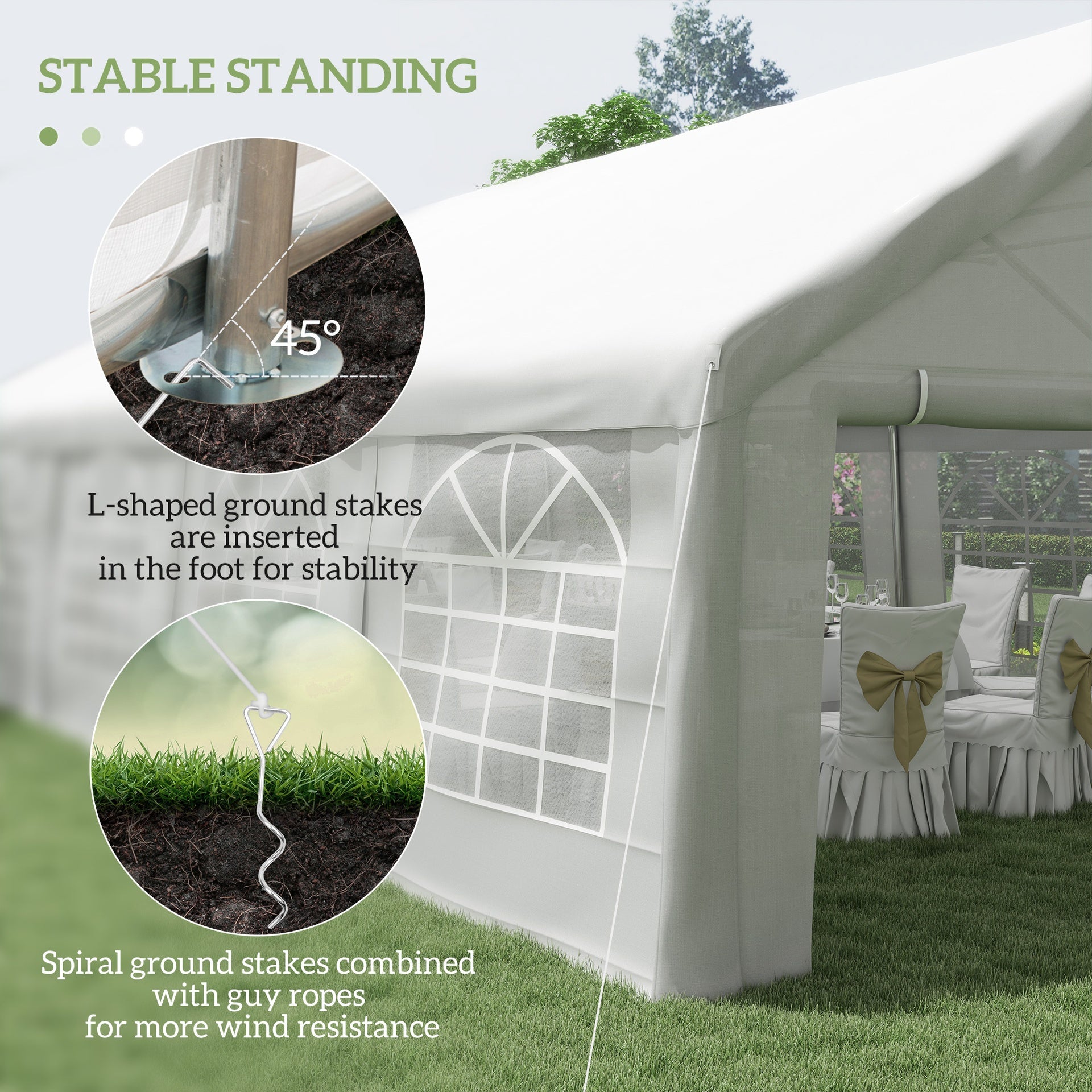 Outsunny 32x16 Outdoor Canopy Tent Heavy Duty Carport Tent with Cathedral Window Design for Party & Wedding, Removable Sidewalls, White