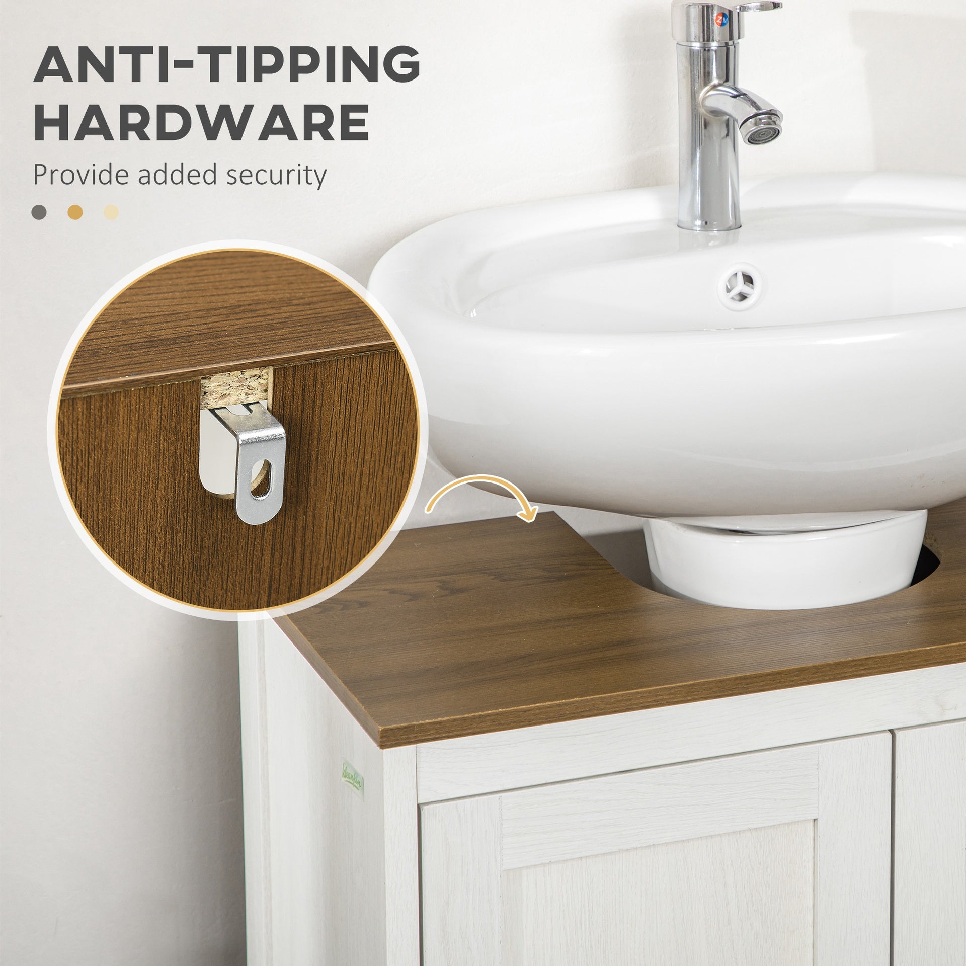 kleankin Bathroom Sink Cabinet, Freestanding Under Sink Cabinet Adjustable Shelf
