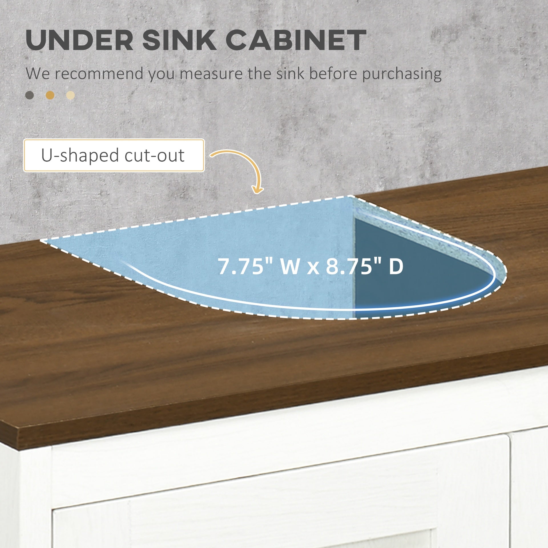 kleankin Bathroom Sink Cabinet, Freestanding Under Sink Cabinet Adjustable Shelf