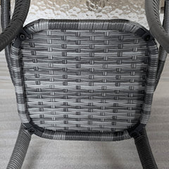 Outsunny Outdoor Coffee Table with Storage Shelf, Hand-Woven Wicker Side Table with Water-Ripple Glass Top, Mix Gray