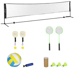 Soozier All-in-1 Badminton Set, Height Adjustable for Pickleball, Volleyball, Badminton, Backyard, Beach, Driveway Game