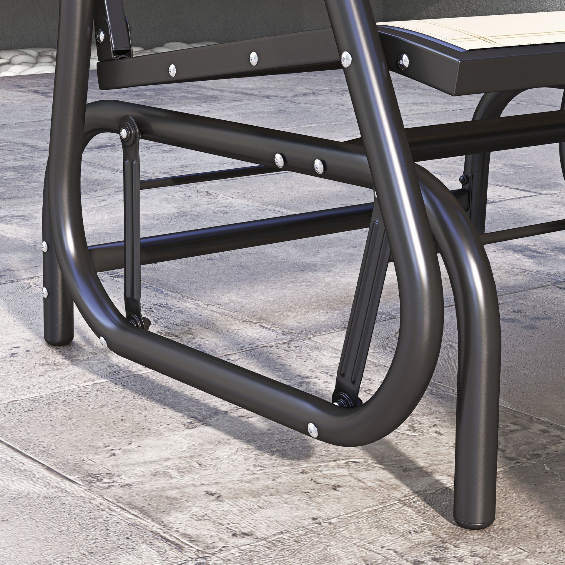 Outsunny Outdoor Glider Chair, Steel Swing Chai with Curved Armrests for Porch, Garden, Poolside, Balcony, Cream White