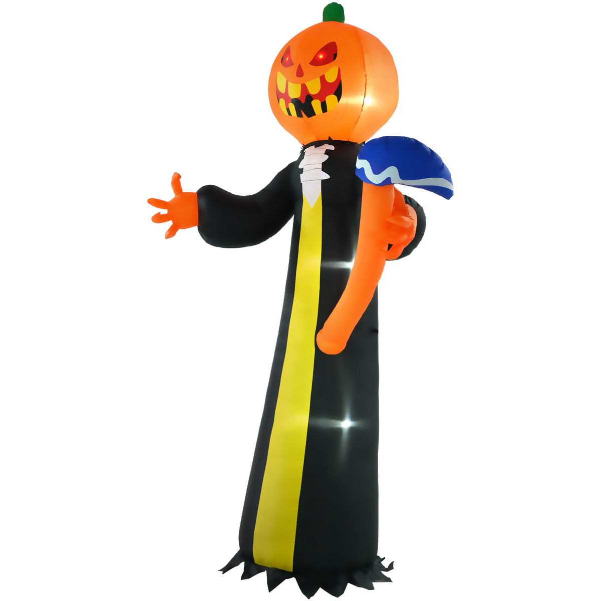 HOMCOM 10ft Inflatable Halloween Pumpkin Head Ghost with Hammer, Blow Up LED  Display for Garden Indoor Outdoor